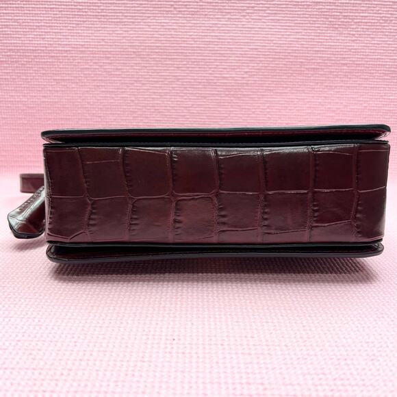 COACH Studio Croc Embossed Leather Crossbody Shoulder Bag in Wine NWT - Picture 8 of 11